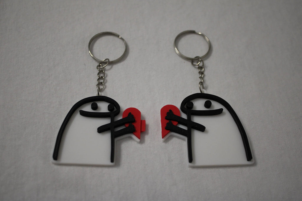 Llavero Pareja Estilo Flork – 2 Llaveros con Corazón Unido | Regalo Divertido y Romántico para Novios o Amistades