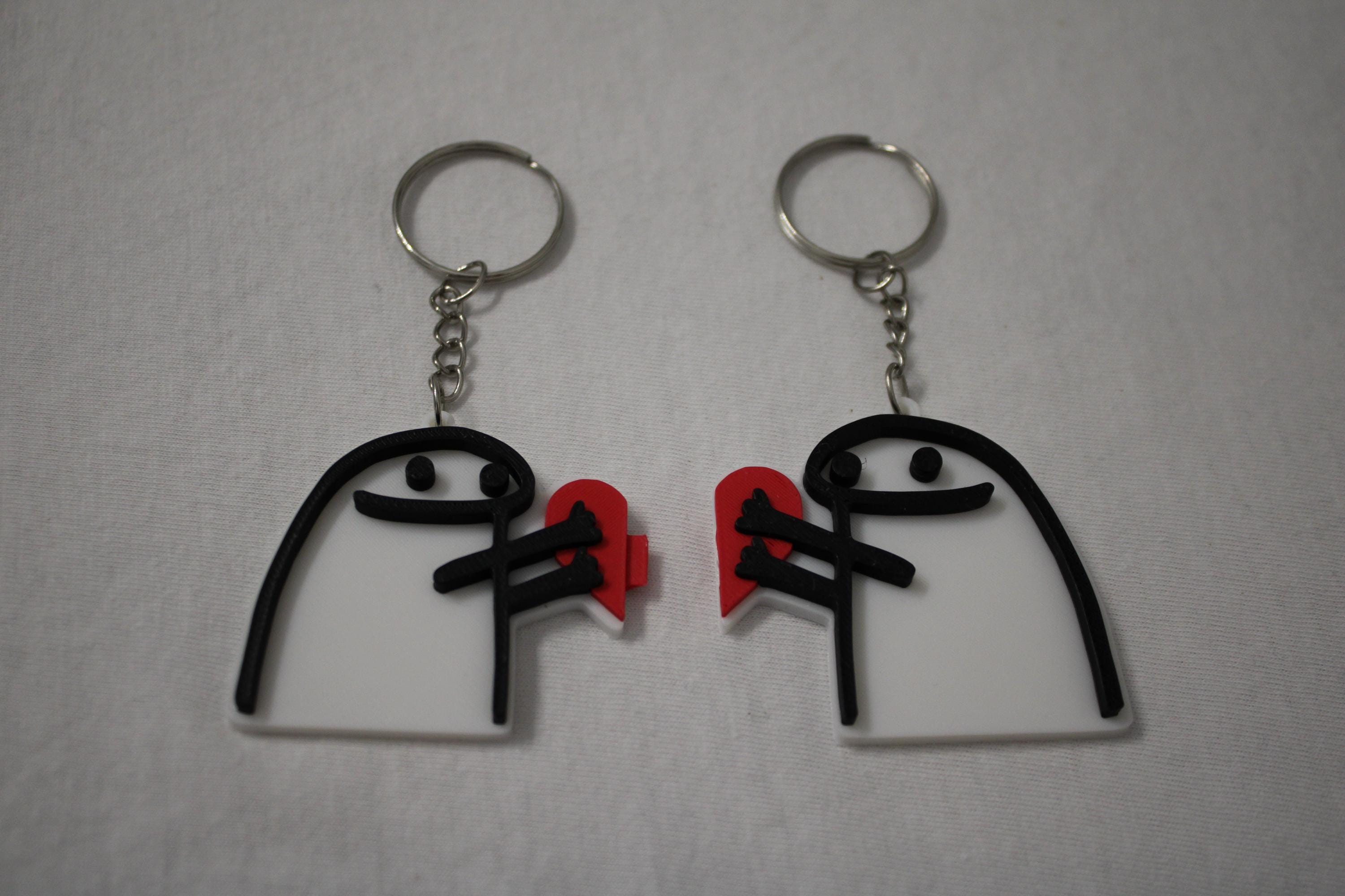 Llavero Pareja Estilo Flork – 2 Llaveros con Corazón Unido | Regalo Divertido y Romántico para Novios o Amistades