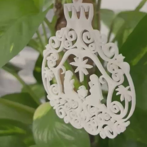 Adorno de Navidad con Nacimiento | Decoración Navideña Religiosa en 3D | Belén Moderno Impreso en PLA | Decoración Árbol de Navidad