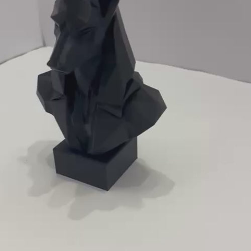 Busto Anubis Low Poly | 17.5cm | Escultura Egipcia Moderna | Figura Decorativa Impresa en 3D | Decoración de Interiores